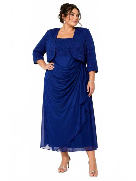 Alex Evenings Dresses & Skirts - Alex Evenings 20W 2PC Dress & Jacket Chiffon Draped Formal Mother of Bride